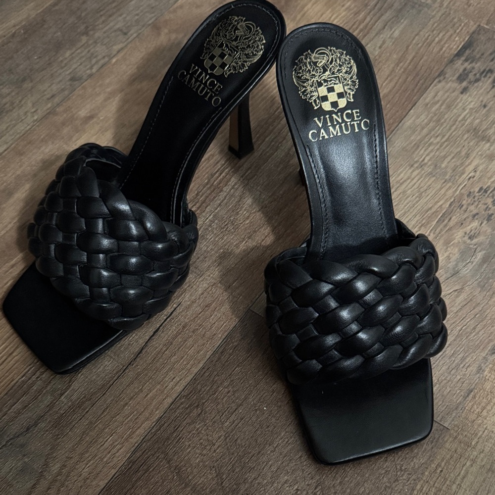 Vince Camuto Black Braided Heeled Sandals